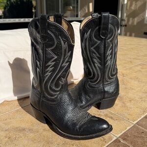 SOLD Size 9.5 Genuine Leather Black Western Embroidered Cowboy Boots Mexico